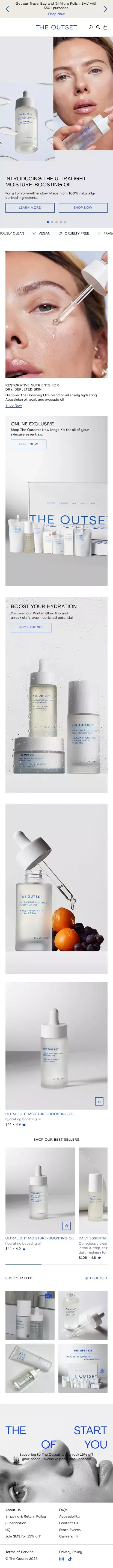 Consciously clean skincare | The Outset mobile view