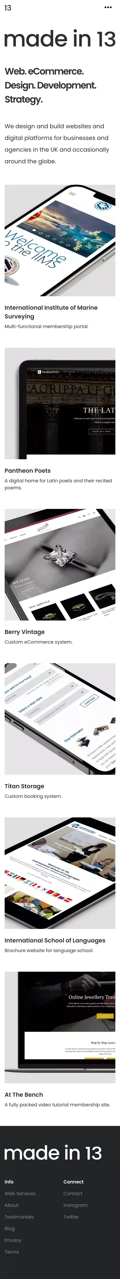 Made in 13 | Freelance Web Designer and Developer Cardiff UK mobile view