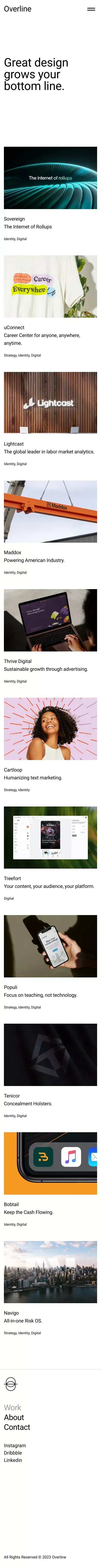 Overline | Upgrade your brand, raise your bottom line. mobile view