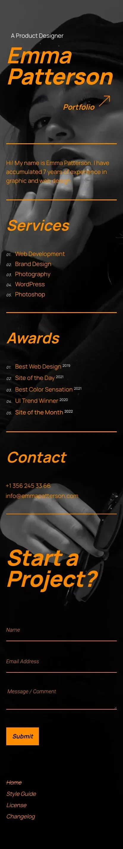 Emma Patterson - Webflow HTML website template mobile view