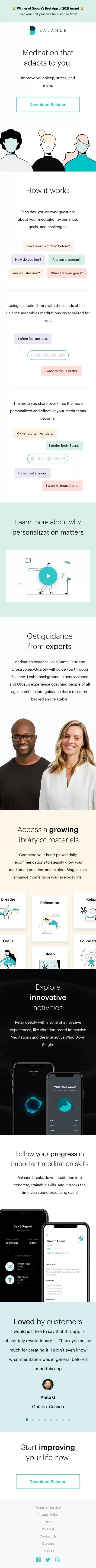 Balance: Personalized Meditation and Sleep Guidance mobile view