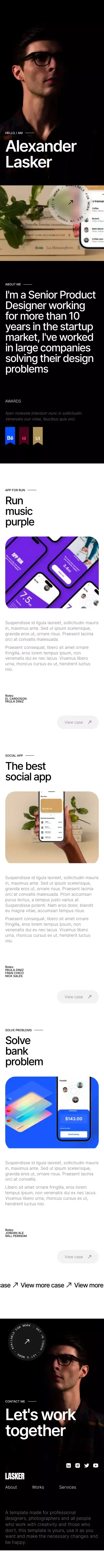 Lasker - Webflow HTML website template mobile view