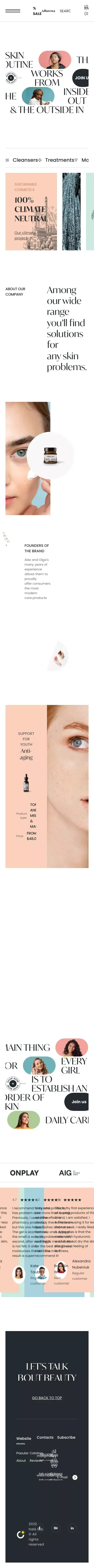 Alurena E-commerce Website | Skin Cosmetics mobile view