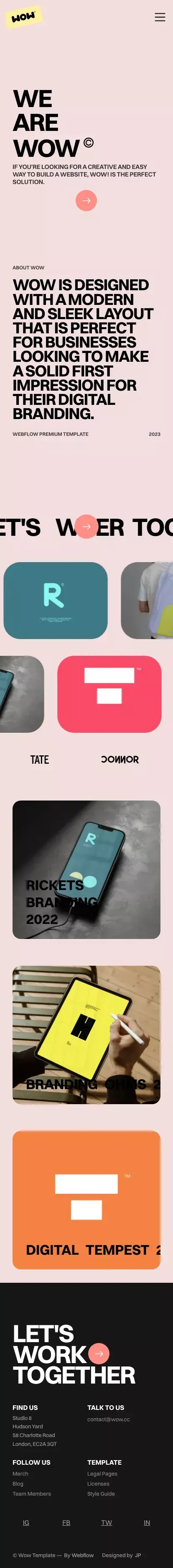WOW - Webflow Ecommerce Website Template mobile view