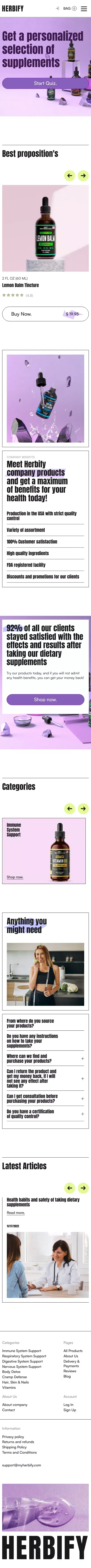 Herbify mobile view