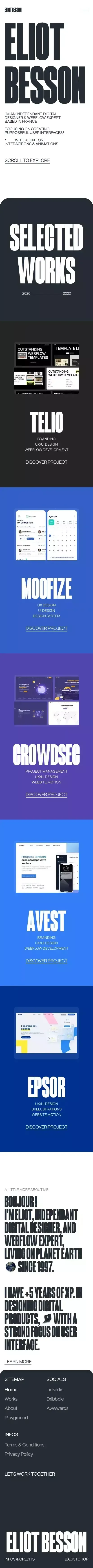 Portfolio of Eliot BESSON - Digital Designer & Webflow Expert mobile view