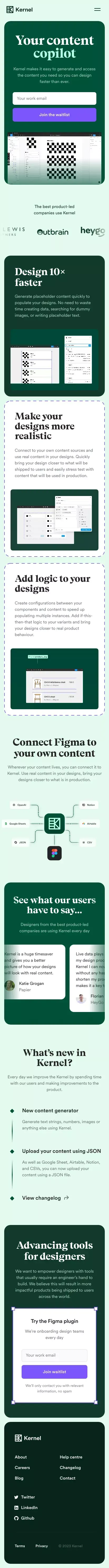 Kernel · Your content copilot mobile view