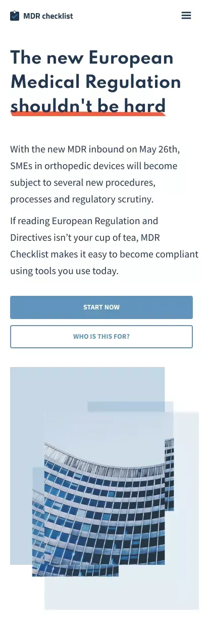 The MDR Compliance Checklist | MDRchecklist.com mobile view