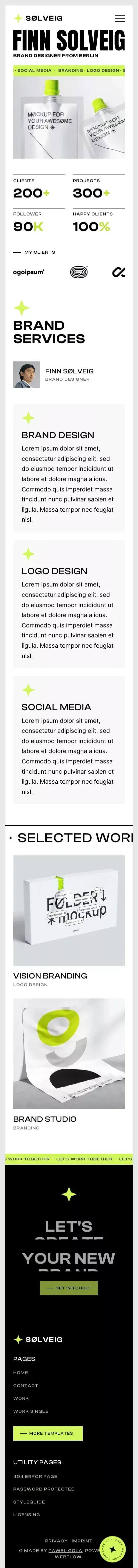 Free Portfolio Webflow Template mobile view