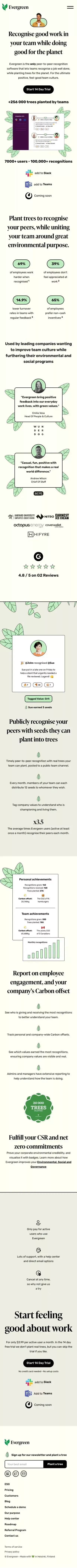 Evergreen | Give recognition and plant trees mobile view