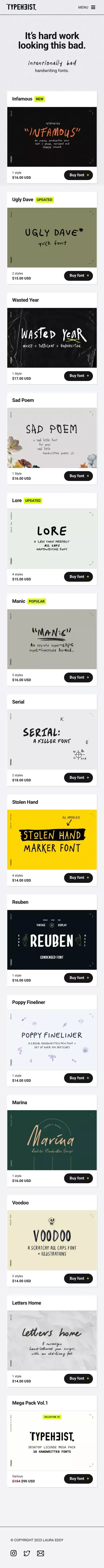 TYPEHEIST Font Foundry mobile view