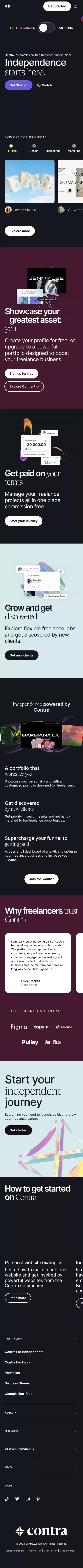 Freelance Marketplace: Commission-Free | Contra mobile view