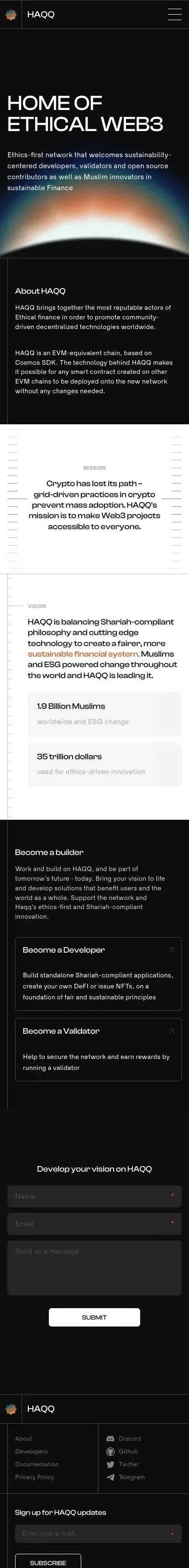 HAQQ | Home of ethical web3 mobile view
