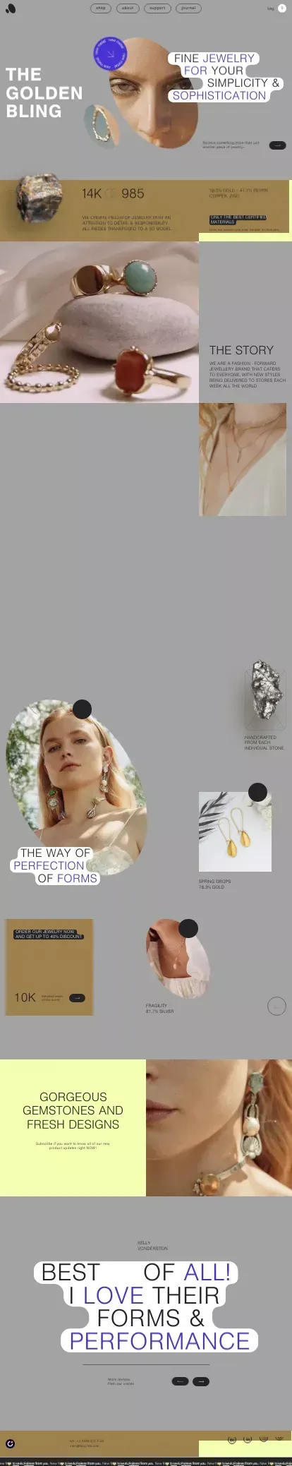 Bling gold jewelry | E-commerce mobile view