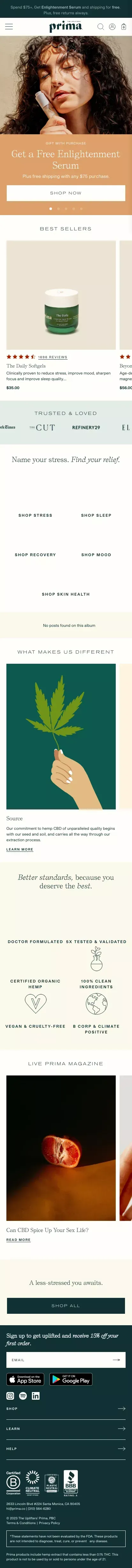 Premium Hemp Products for Wellness & Skincare | Prima mobile view