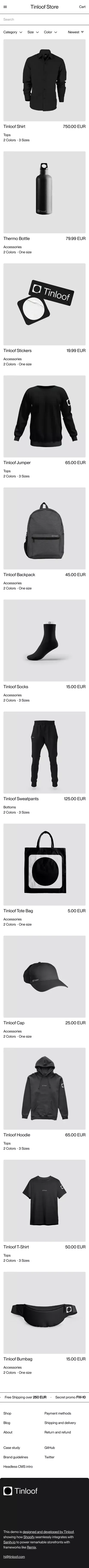 Tinloof Store mobile view