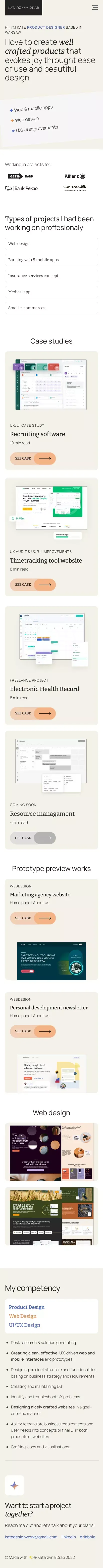 Katarzyna Drab — Product Designer mobile view