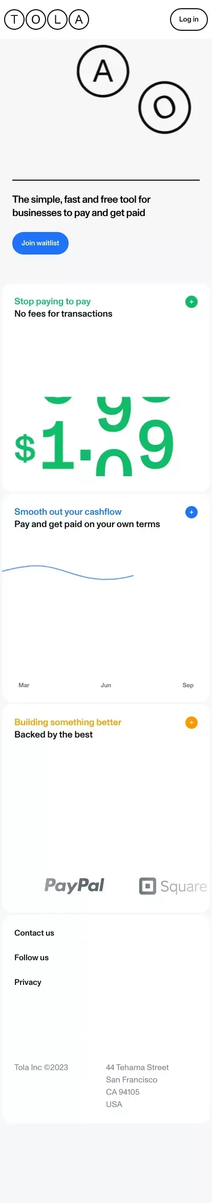 Tola - Easiest way for Businesses to Pay & Get Paid mobile view