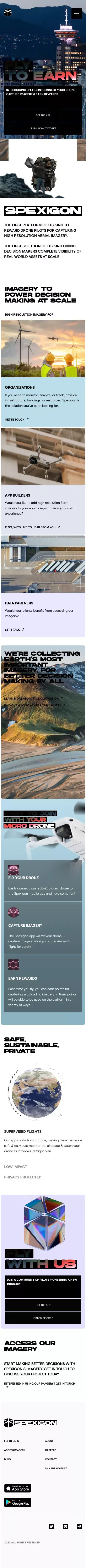 Spexigon: Fly-to-Earn Drone Imagery Plaform mobile view