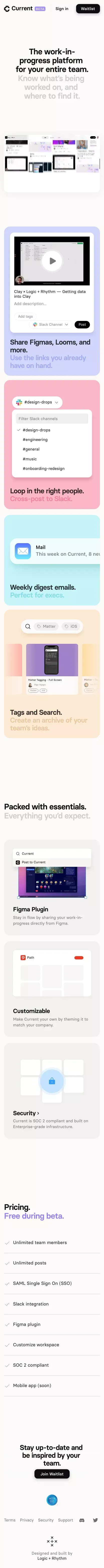 Current · The visibility platform for your entire team mobile view