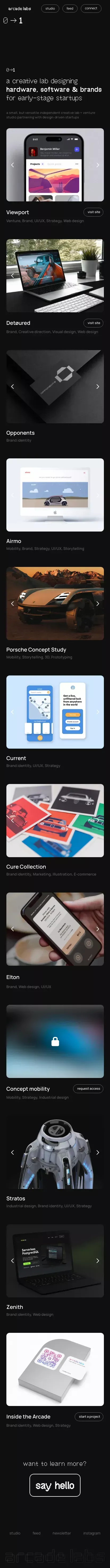 Arcade Labs â Creative Lab & Venture Studio mobile view