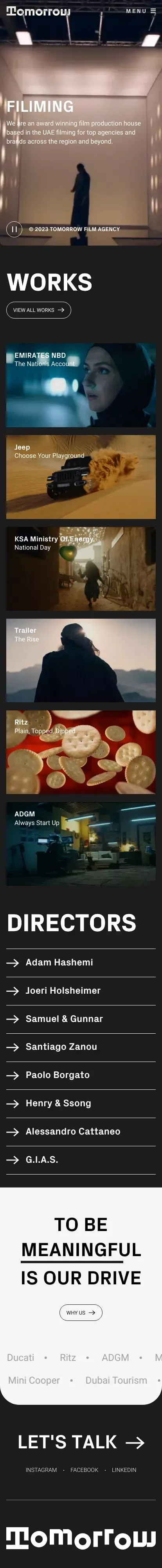 Tomorrow Film – Award Winning Film Production House mobile view