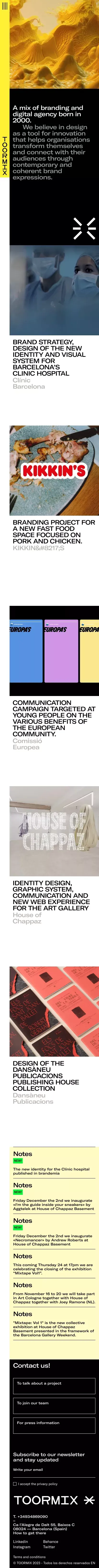 Toormix, branding and design agency based in Barcelona mobile view