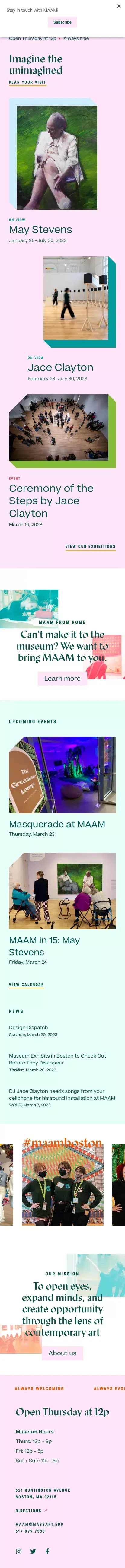 Home | MassArt Art Museum mobile view