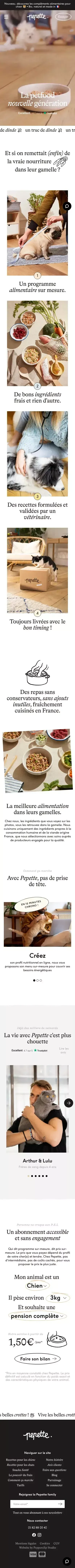 Pepette — Petfood Nouvelle Génération mobile view