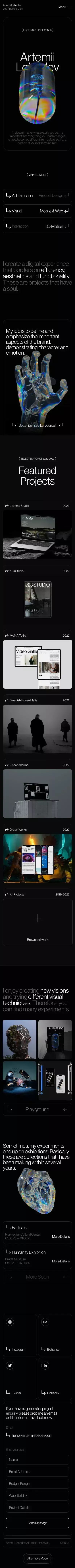 Artemii Lebedev — Founder & Art Director Lemma.Studio mobile view