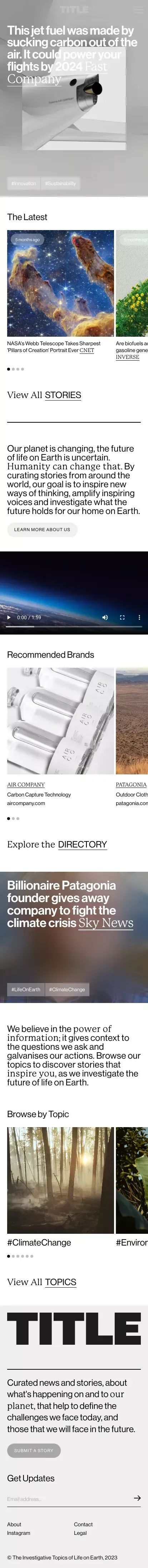 Title Pages | The Investigative Topics on Life on Earth ð mobile view