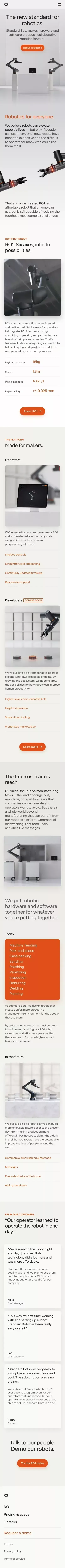 Standard Bots mobile view
