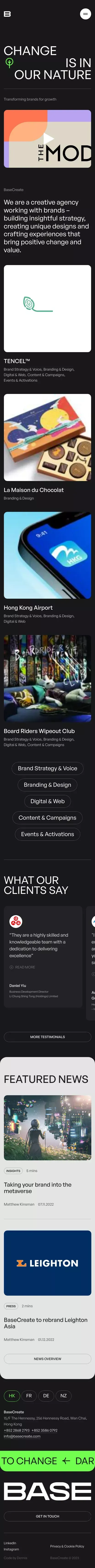 BaseCreate – Branding & Marketing Agency in Europe & HK mobile view