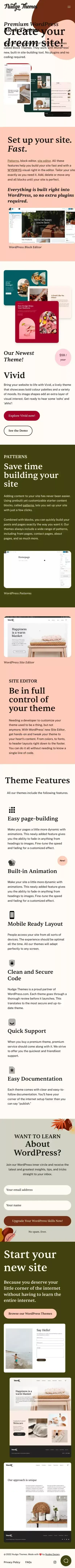 Premium WordPress Block Themes - Nudge Themes mobile view
