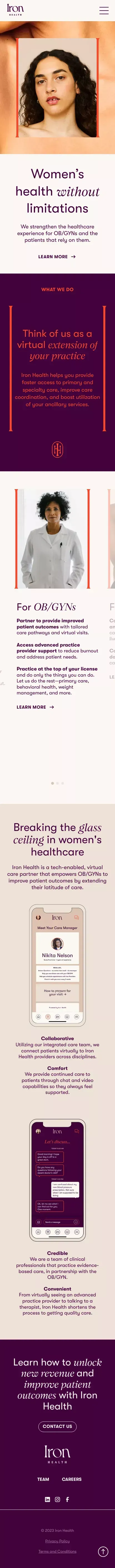 Iron Health | A virtual extension of the OBGYN mobile view
