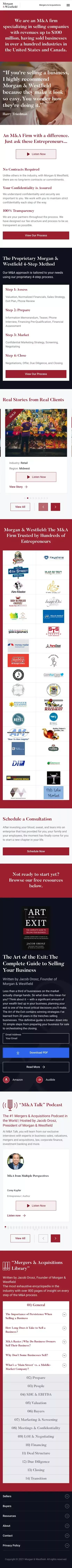 Morgan & Westfield Business Brokers and M&A mobile view