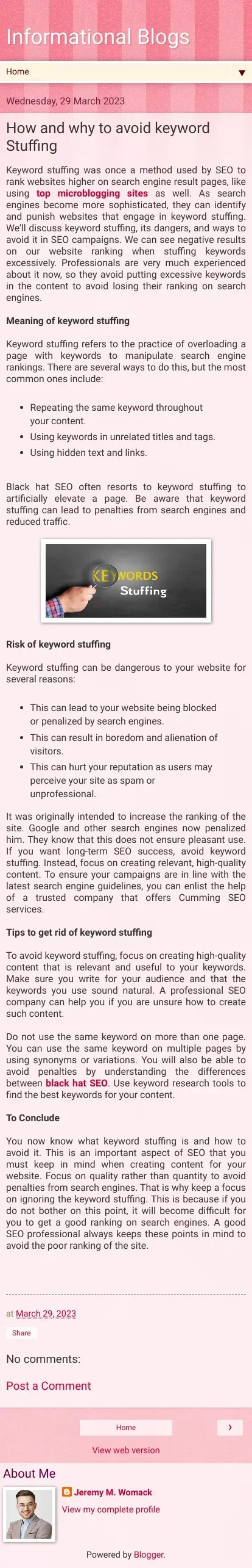 Informational Blogs: How and why to avoid keyword Stuffing mobile view