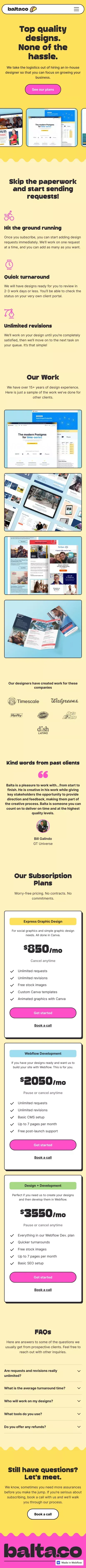 balta.co - Web design without the hassle mobile view