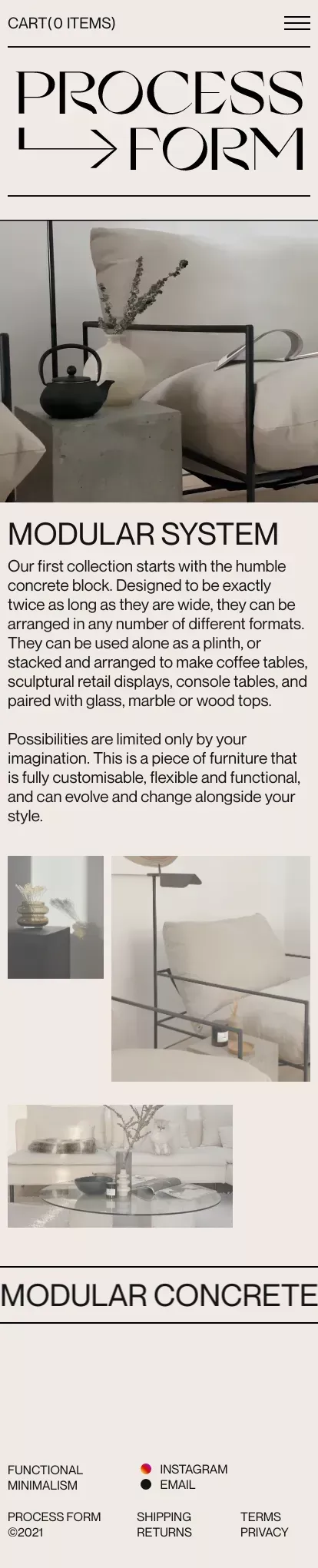 Process Form — Modular Concrete Furniture mobile view