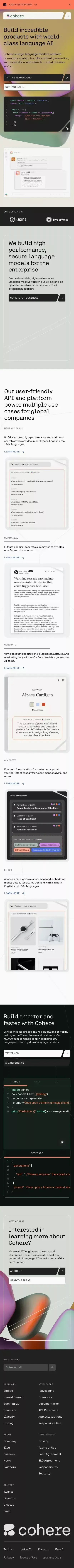Cohere |  Building the Future of AI mobile view
