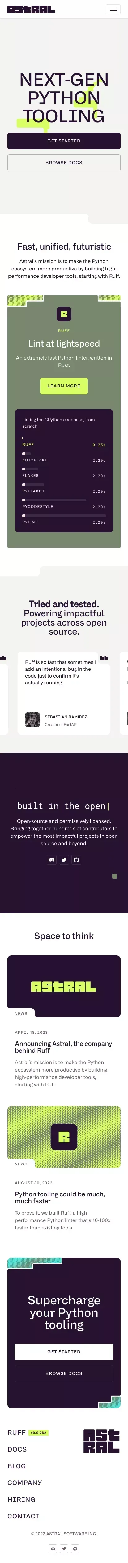 Astral: Next-gen Python tooling mobile view