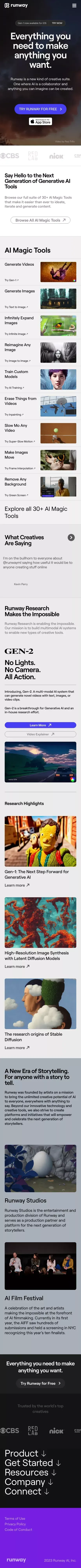 Runway - Everything you need to make anything you want. mobile view