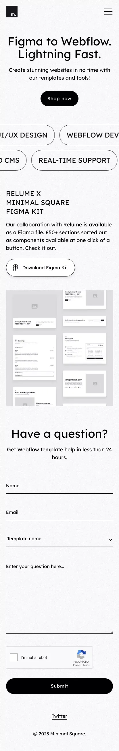 Minimal Square - Webflow Design & Development Studio mobile view