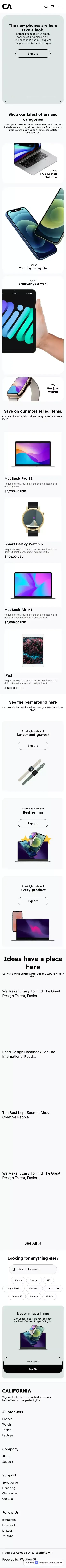 California - Webflow Ecommerce website template mobile view