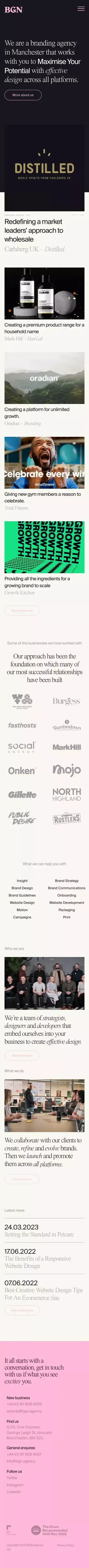 Creative, Branding & Graphic Design Agency Manchester | BGN mobile view
