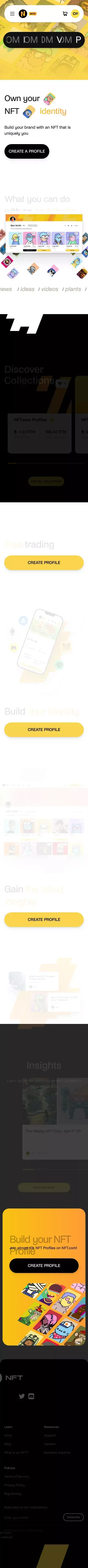 NFT.com | The Social NFT Marketplace mobile view