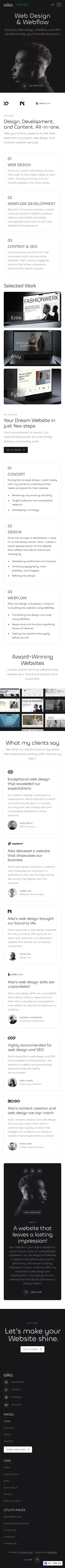Aiko - Webflow Ecommerce Website Template mobile view