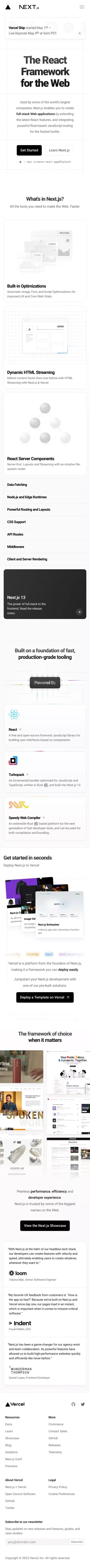 Next.js by Vercel - The React Framework for the Web mobile view