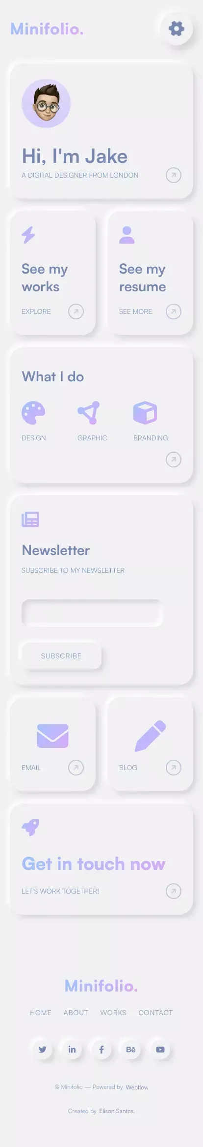 Minifolio - Webflow Ecommerce Website Template mobile view
