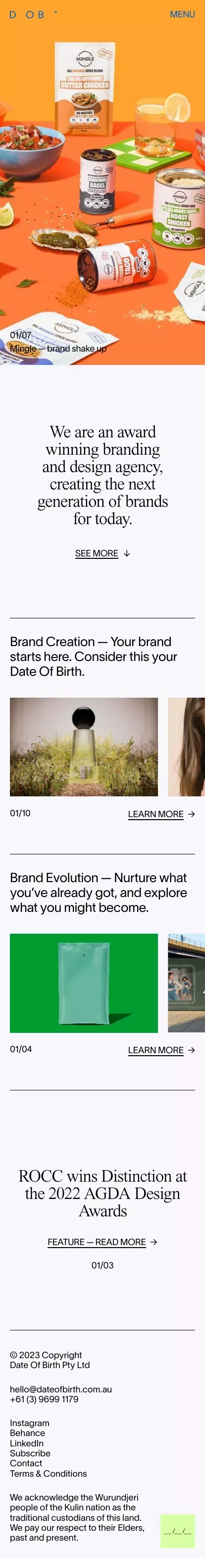 Branding & Design Agency Melbourne | Date Of Birth mobile view